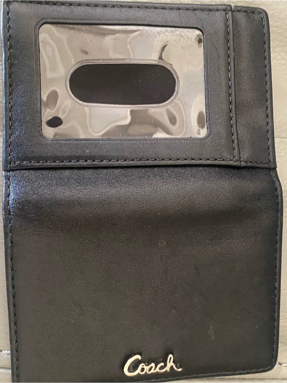 Coach Black Leather Card Holder with Silver Logo - Picture 4 of 5
